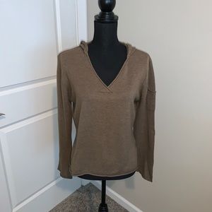 Columbia Hooded brown vneck pullover sweater sizeM